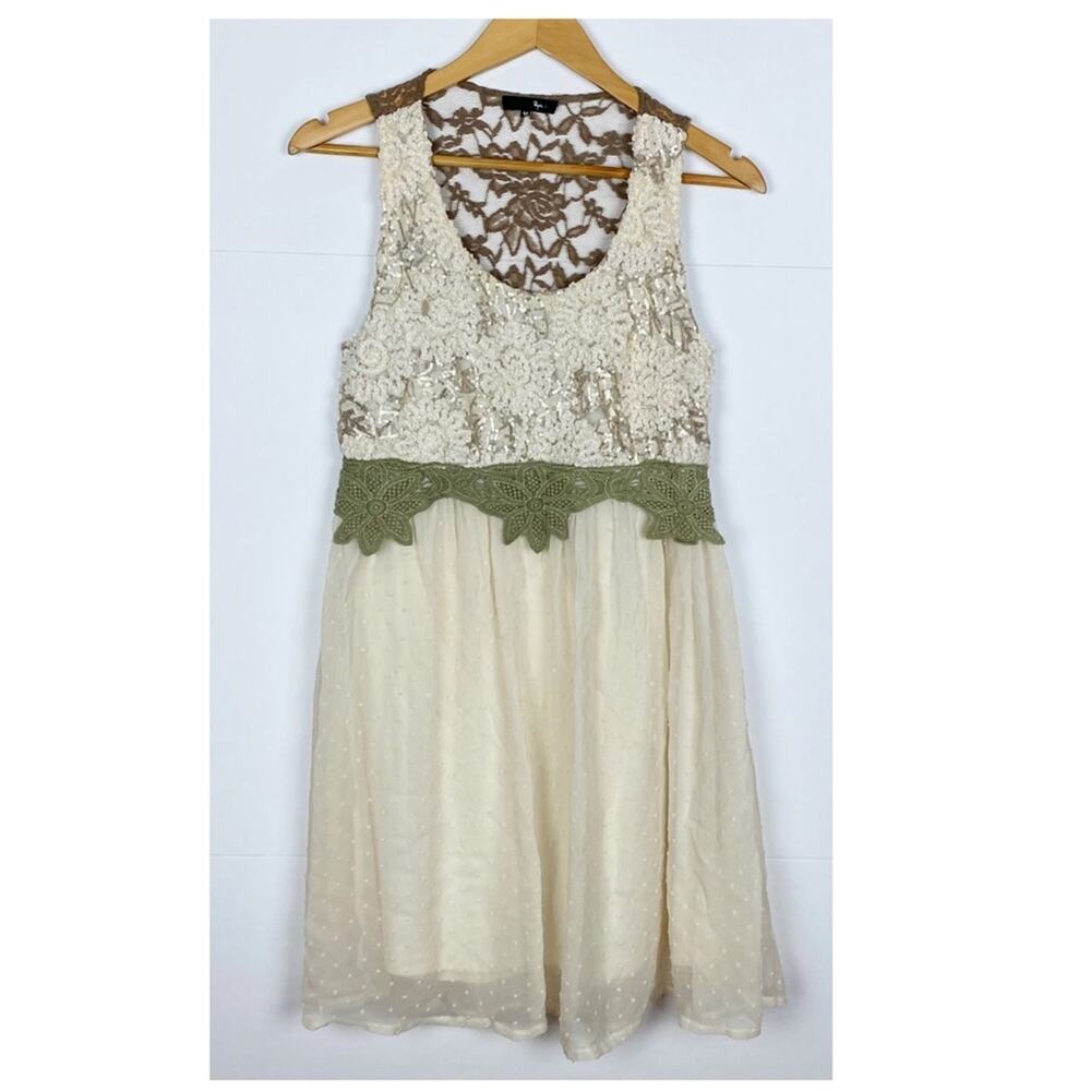 Ryu Dress size Medium Lace Back Crochet Sequin Tulle Swiss Dot Cottagecore